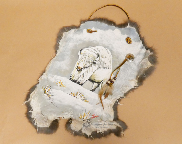 Rustic Hand Painted Rabbit Hide - Arctic Buffalo  (87phide135)