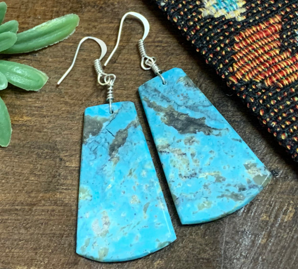 Native American Earrings -Turquoise Slab