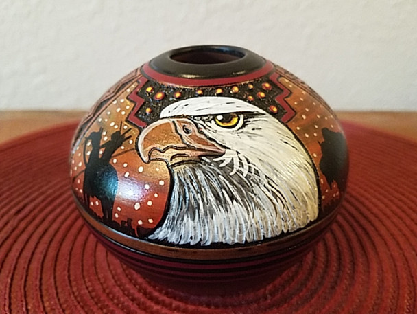 Native American Etched Clay Pottery -Eagle