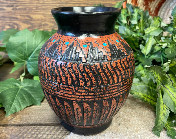 Navajo Etched Pottery Vase