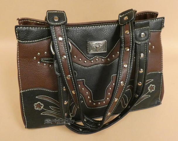 Two Handled Faux Leather Longhorn Purse