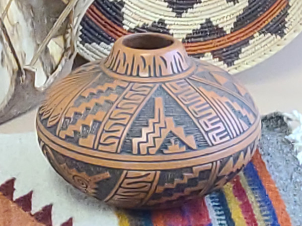 Navajo Hand Etched Pottery Vase
