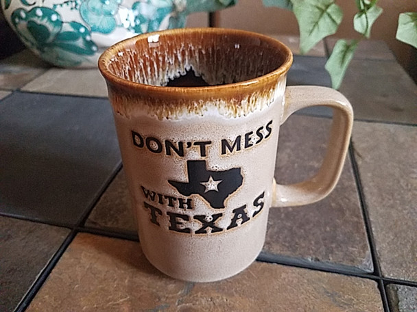 Don't Mess With Texas Drip Edge Mug 16oz. -Tan