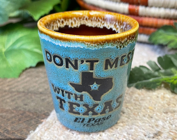 Don't Mess With Texas Drip Edge Shot Glass -Blue