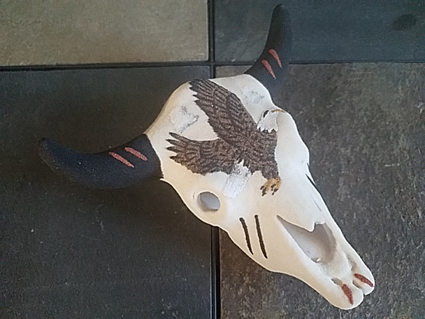 Navajo Sand Painted Skull 6" -Eagle