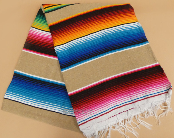 Southwest Mexican Serape Fire Blanket 5'x7' -Tan