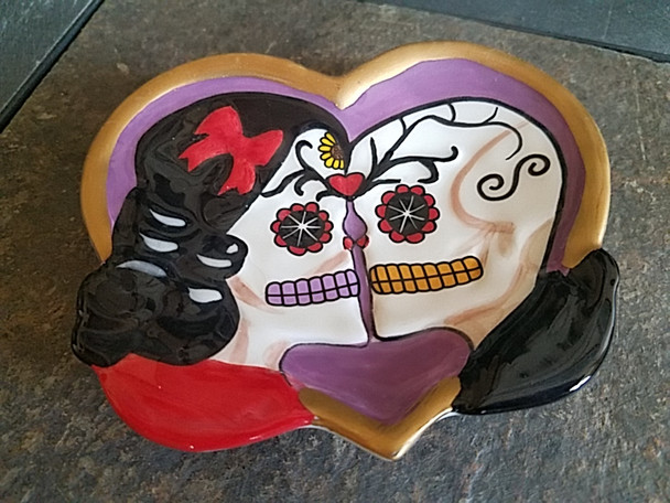 Day of the Dead Ceramic Heart Plate