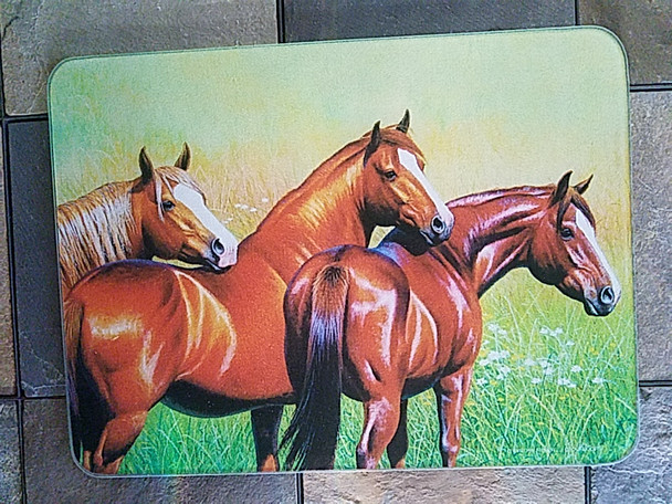 Tempered Glass Cutting Board 16x12 -Horses