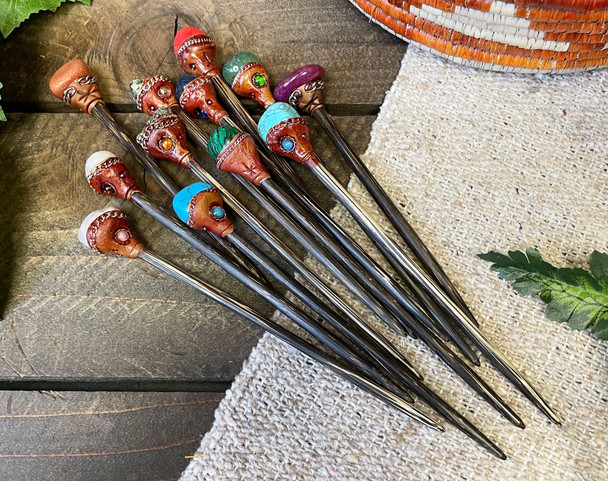 Stone & Chonta Wood Hair Sticks