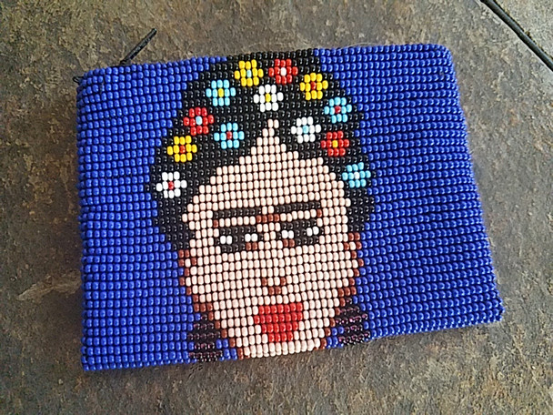 Seed Bead Coin Purse -Frieda Kahlo