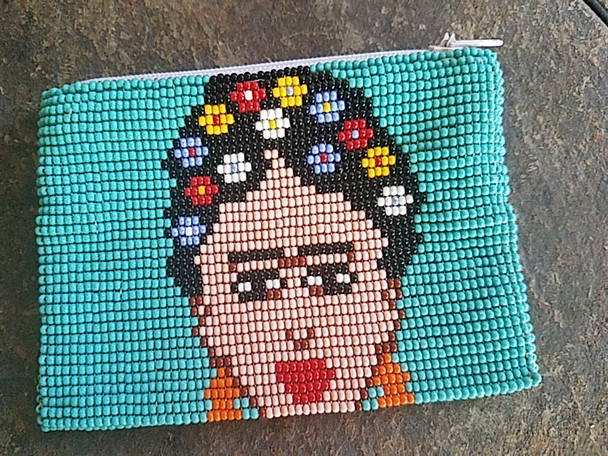 Seed Bead Coin Purse -Frieda Kahlo