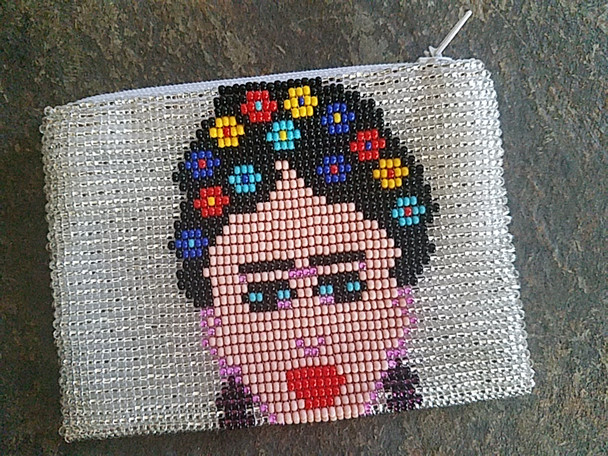 Seed Bead Coin Purse -Frieda Kahlo