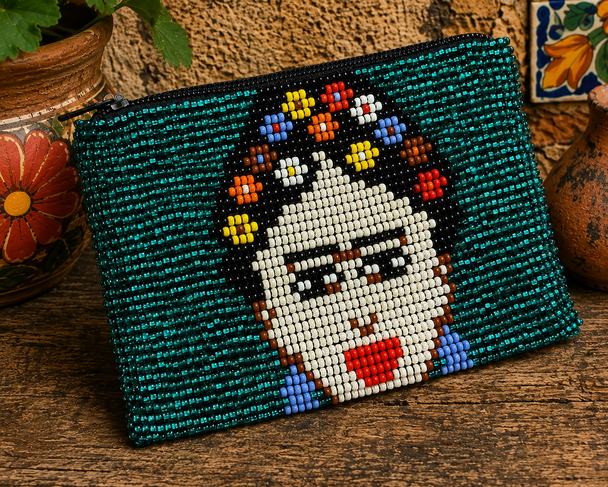Seed Bead Coin Purse -Frida Kahlo