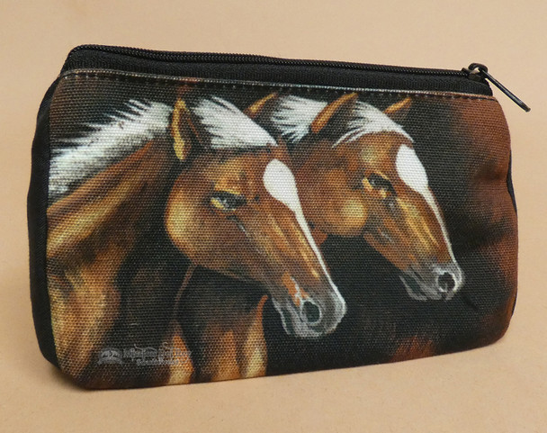 Western Digital Print Cosmetic Bag -Stallions