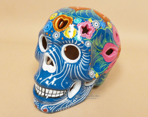 Day of the Dead Hand Painted Lantern Skull