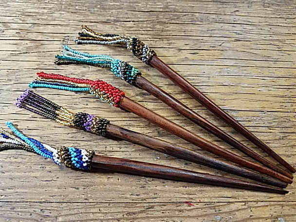 Bulk Seed bead & Chonta Wood Hair Sticks 7"