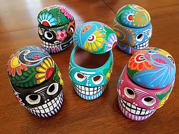Assorted Mexican Hand Painted Clay Jewelry Boxes