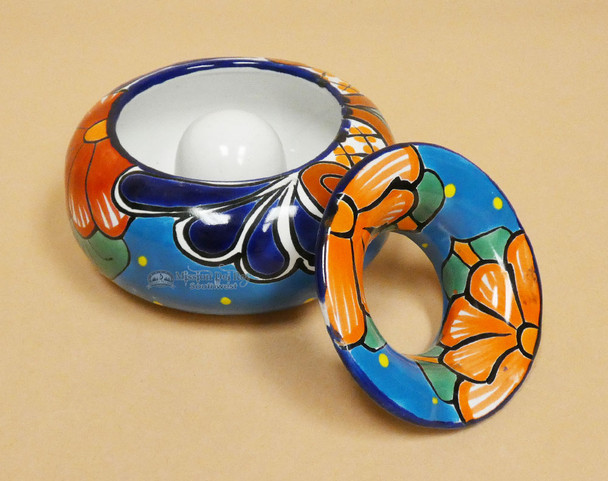 Southwestern Hand Painted Ashtray w/ Lid (33bc102)