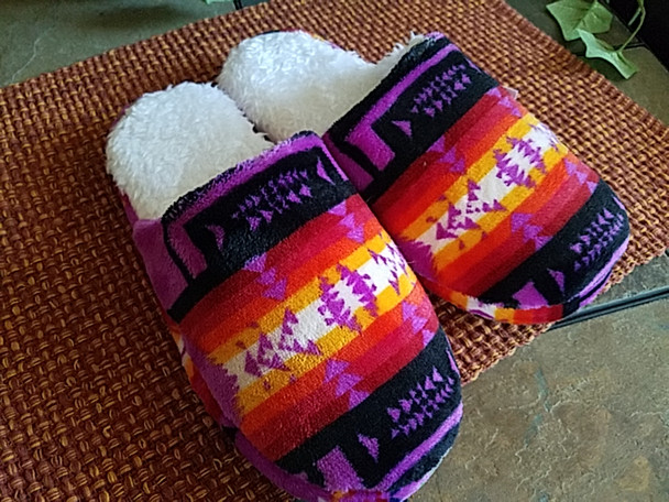 Southwestern Plush Slippers -Purple