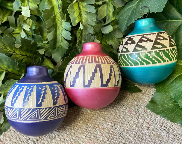 Set of 3 Hand Etched Navajo Ornaments