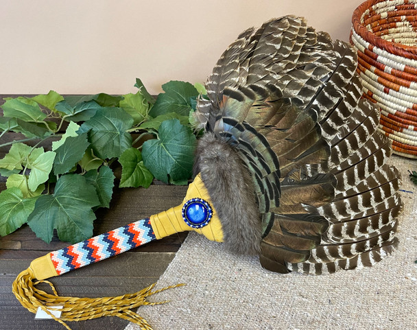 Creek Indian Beaded Dance Fan