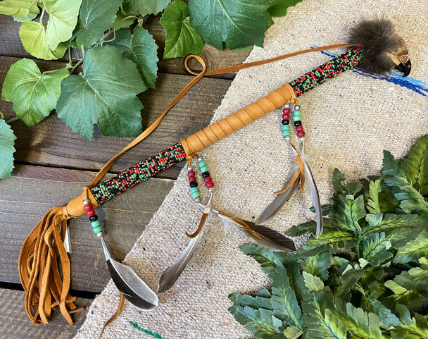 Creek Indian Hawk Skull Medicine Stick