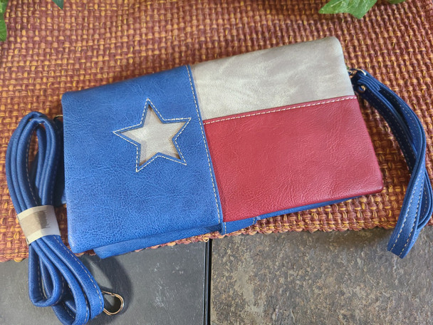 Stitched Wallet Handbag -Texas Flag