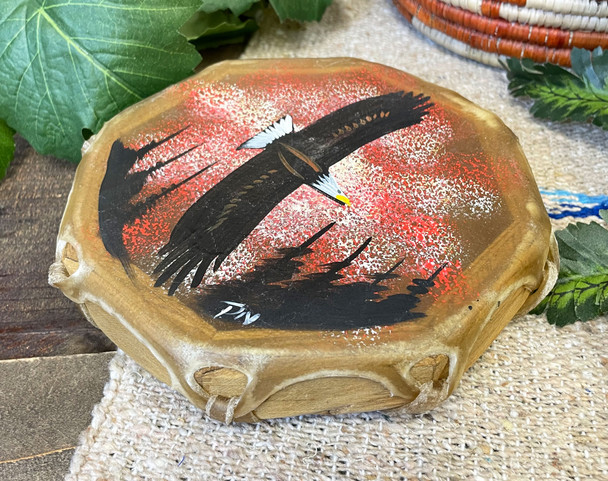 Hand Painted Frame Drum 7" -Eagle