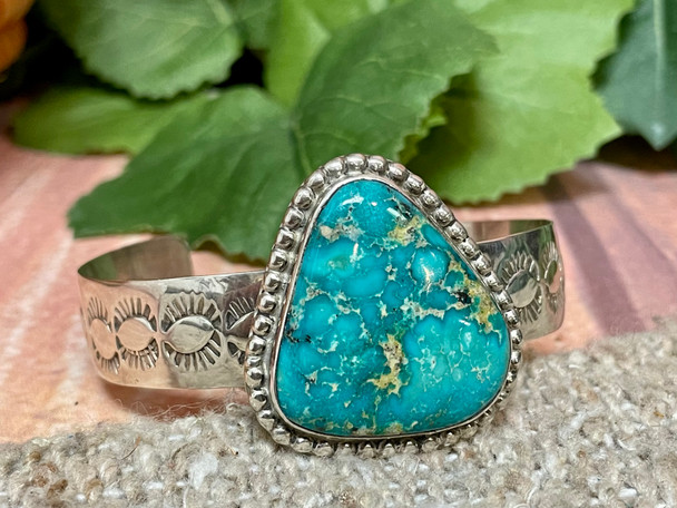 Southwest Navajo Silver & Turquoise Cuff Bracelet