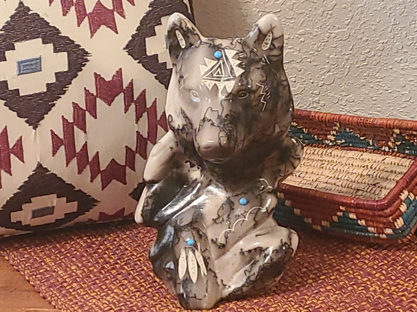 Navajo Horse Hair Pottery Sculpture - Wolf Spirit