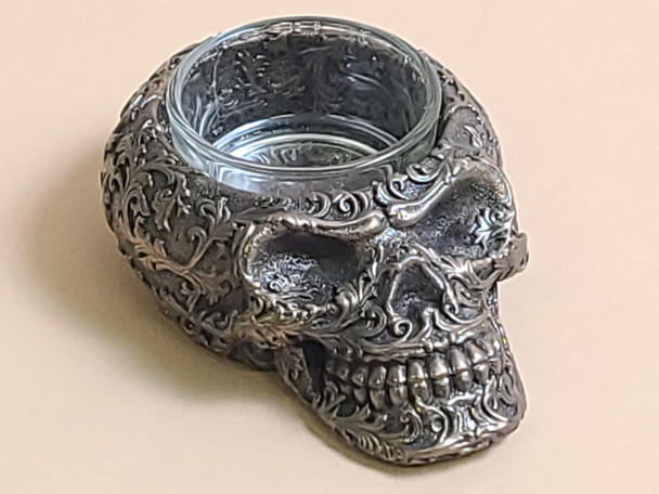 Bronze Metal Art Candle Holder -Skull