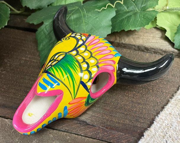 Hand Painted Ceramic Steer Skull