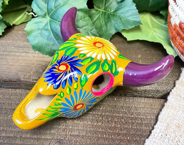 Hand Painted Ceramic Steer Skull