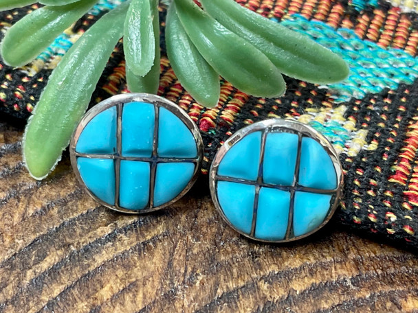 Zuni Native American Silver & Turquoise Earrings