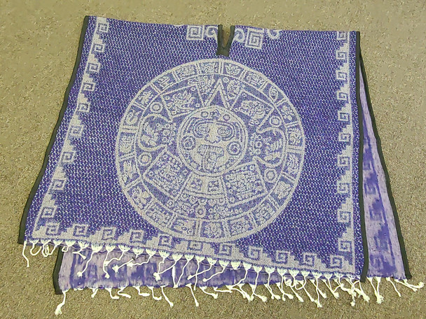 Blanket Poncho -Purple Mayan Calendar