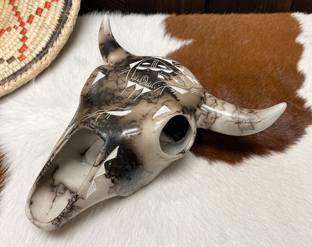 Navajo Horsehair Pottery Steer Skull