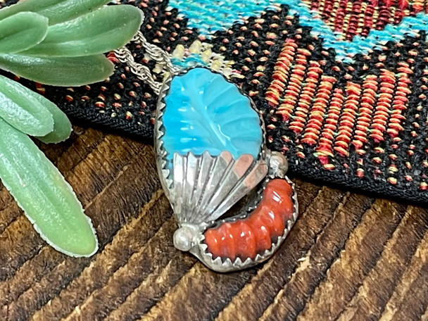 Zuni Pendant and Silver Necklace