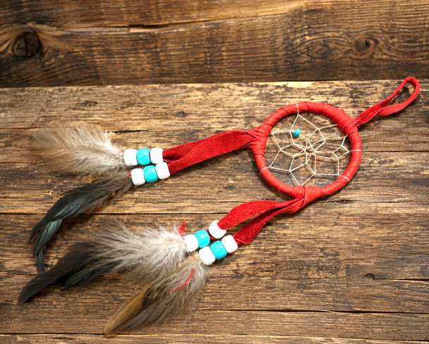 Navajo Indian Dreamcatcher 2" -Red