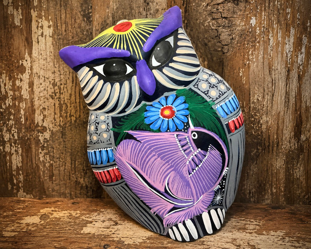 Matte Hand Painted Wall Owl