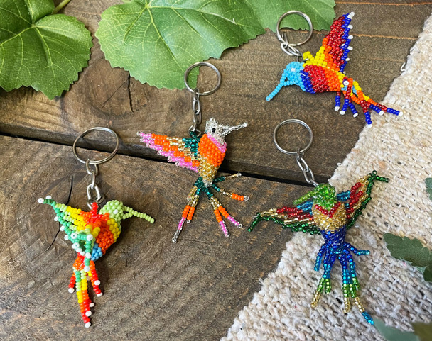 Handcrafted Seed Bead Hummingbird Key Chain