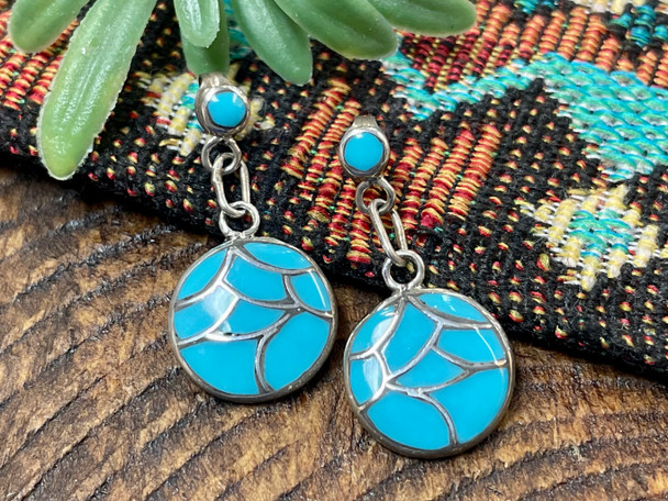 Navajo Silver Earrings -Turquoise