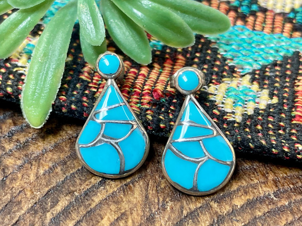 Navajo Silver Earrings -Turquoise