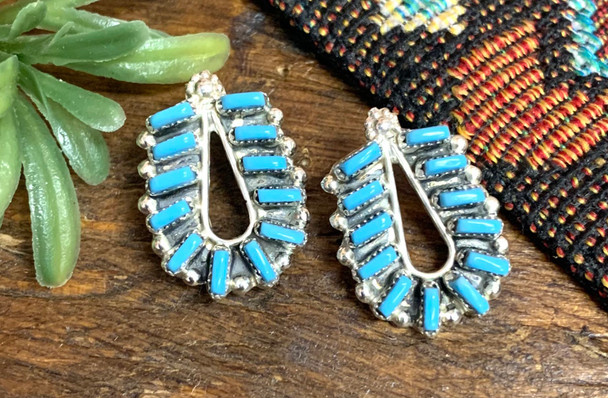 Native American Needlepoint Earrings - Zuni