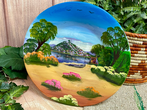 Mexican Hand Painted Art Plate 12"
