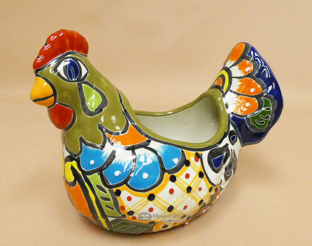 Mexican Talavera Chicken Planter