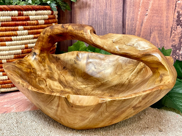 Rustic Hand Carved Tree Root Basket