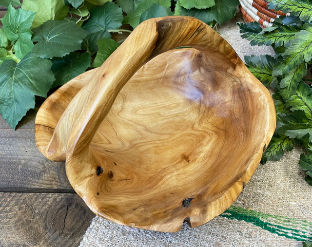 Rustic Hand Carved Tree Root Basket