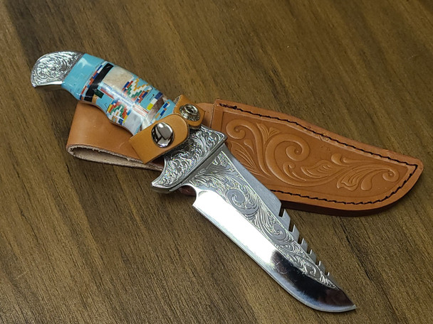 Hand Inlaid handle on both sides