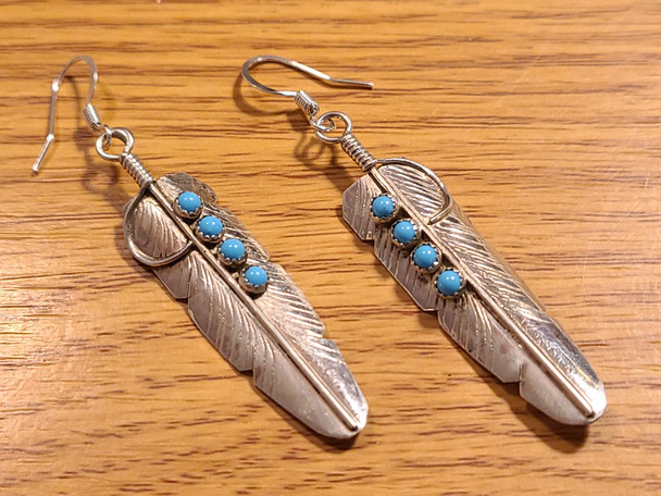 Native American Silver Earrings -Feathers