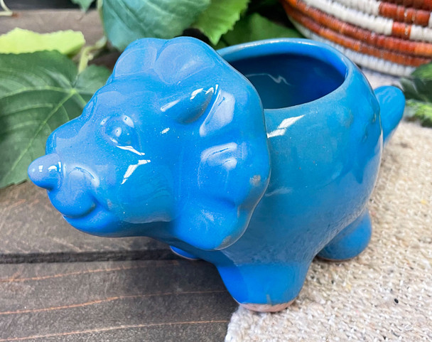 Mexican Ceramic Triceratops -Blue